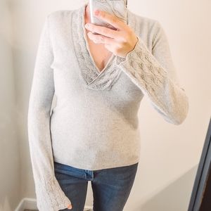 {Ann Taylor} Cashmere Sweater with Crochet Detail